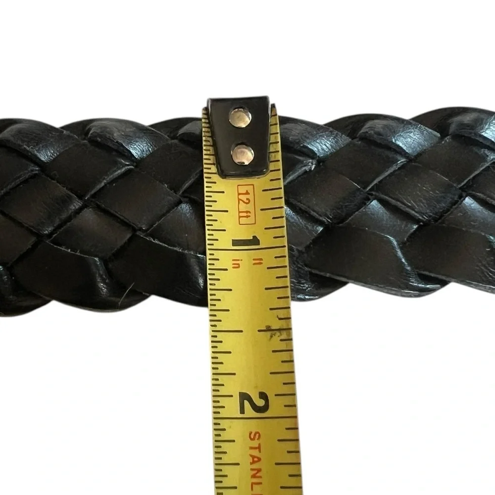 Black Wide Woven Faux Leather Belt Western Boho Casual